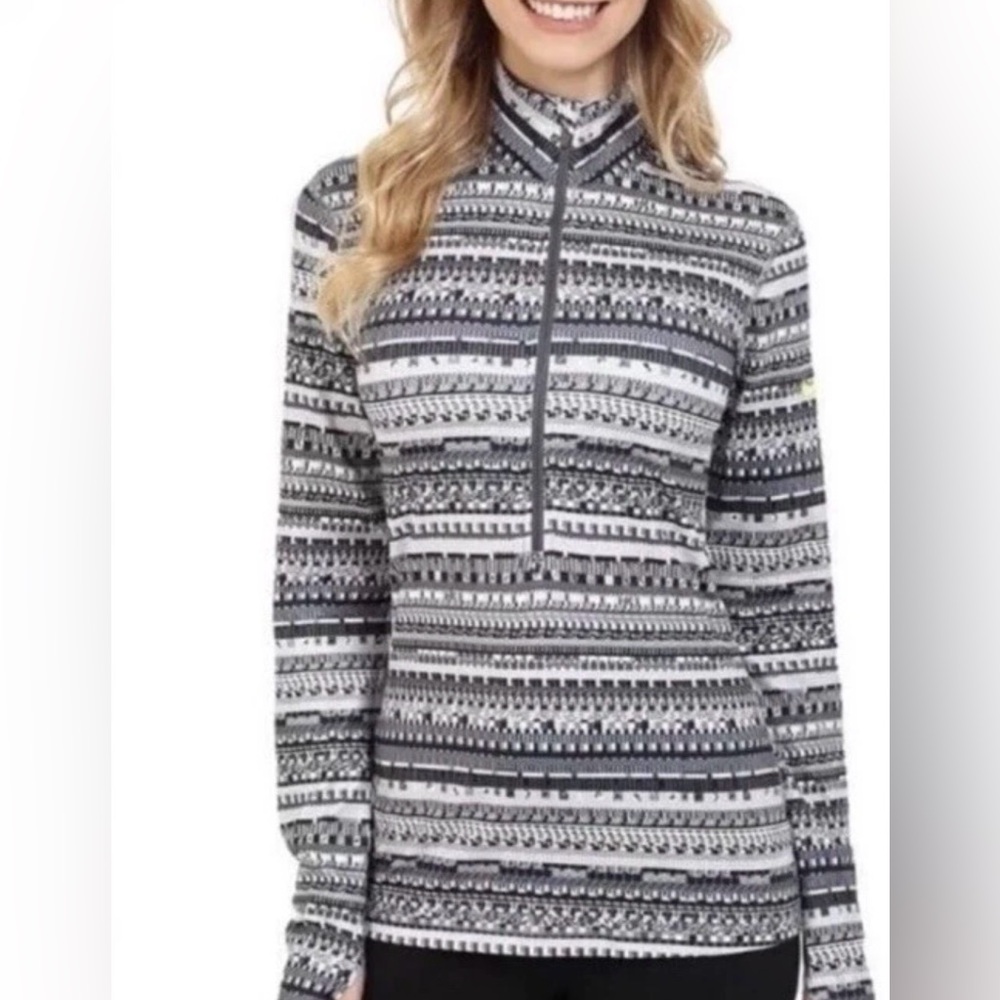 Nike Pro Women’s Hyperwarm Half-zip Training Top Sz Medium Grey Black